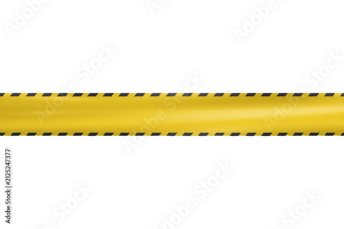 Yellow safety barrier tape with black diagonal edge stripes