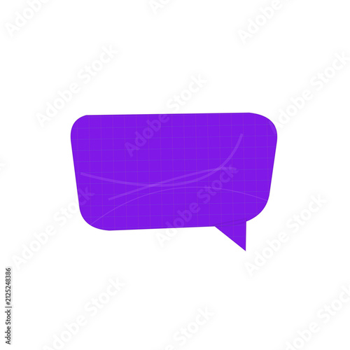 Purple speech bubble comment icon with tail isolated on transparent background