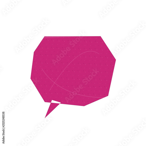 Isolated speech bubble with geometric pattern in bright magenta color isolated on transparent background