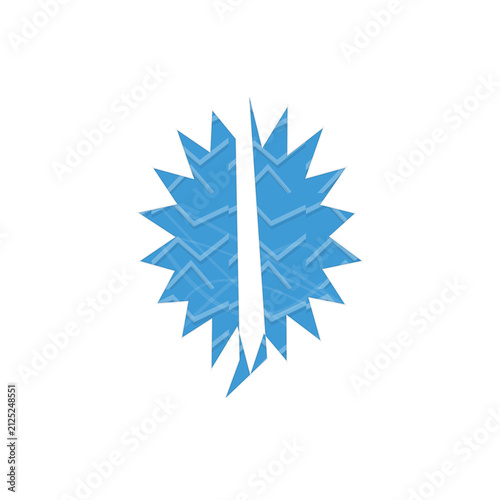 Modern stylized abstract blue snowflake icon design isolated on transparent background