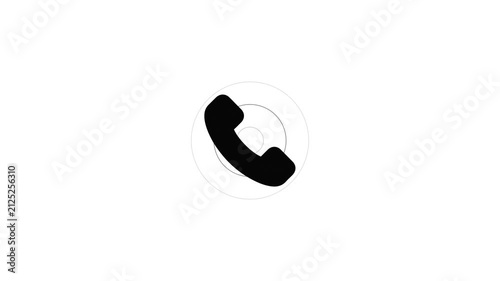Black telephone handset icon ringing animation on white background phone call