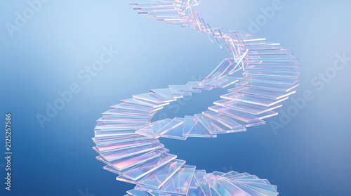 Abstract Glass Spiral Staircase Concept on Blue Gradient Background