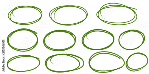 Circle highlight with pen ovals doodle. Hand drawn ellipses frames in a sketch style.