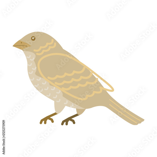 Cute Brown Sparrow Cartoon Vector Illustration – Flat Bird Isolated on White Background