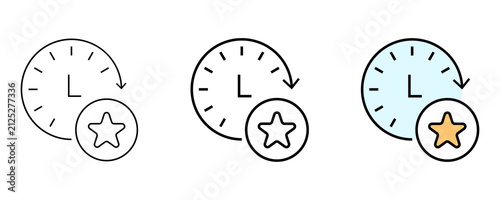 Quadro su tela History star clock icon set for past events, experience, and favorite time in outline, flat, and colored style Isolated on transparent background