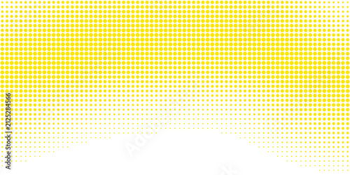 Abstract bright yellow halftone dot pattern isolated on transparent background for modern graphic design