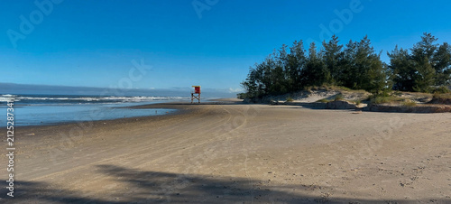 Panoramic view of the beach on a sunny day in summer