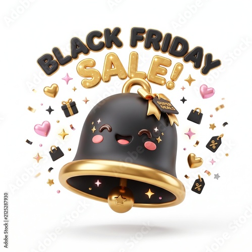 Cute Black Friday Sale Bell 3D Icon
