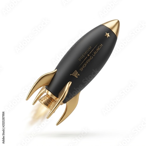 Luxury Black Gold Rocket 3D Icon