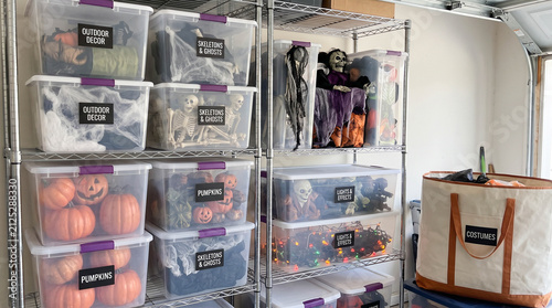 Reusable Halloween Decorations Stored in Organized Storage Containers Home Organization