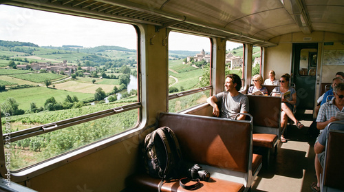 Slow Regional Train Journey Through Countryside Scenic Sustainable Travel Experience