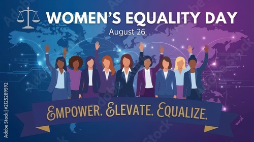 Women celebrating equality day with raised fists