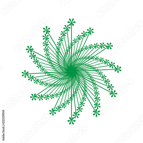 Illustrated Green Radial Swirl Flower