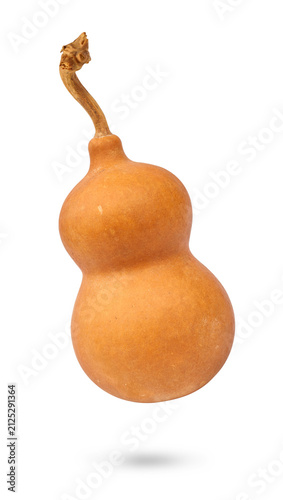 Фотография Dry bottle gourd or calabash with a curved stem It is commonly used to make amulets crafts Symbol of wealth health and good luck in Feng Shui culture isolated on transparent background or png file