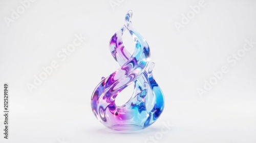 Abstract swirled iridescent glass form.
