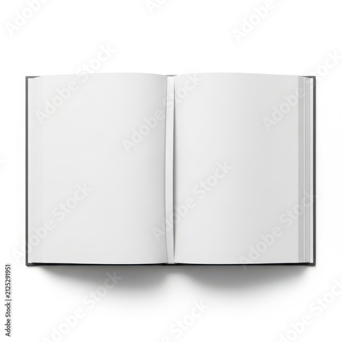 Open blank notebook with pages spread flat for writing notes