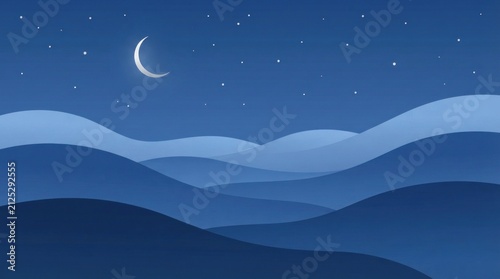 Aesthetic blue dunes under a starry sky.