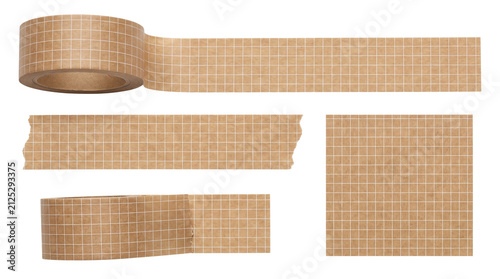Cuadro en lienzo Brown Kraft Paper Grid Washi Tape Set, Patterned Masking Tape Strips and Rolls,