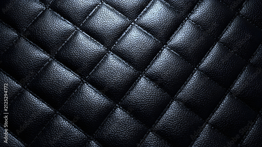 Obraz premium Luxury quilted upholstery background with deep black leather texture and dimensional pattern