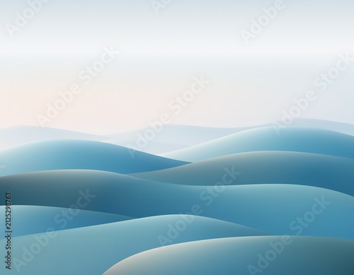 Soft blue waves roll gently across the horizon