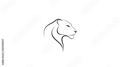 Simple, elegant line drawing of a lioness profile