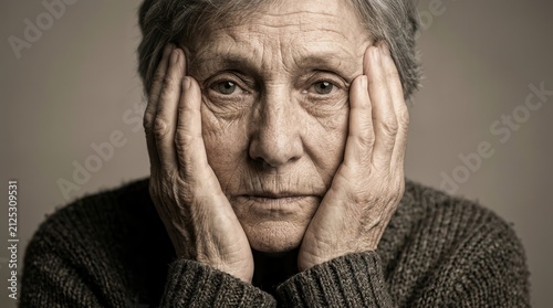 Concept of macular degeneration affecting central sight in an elderly person.