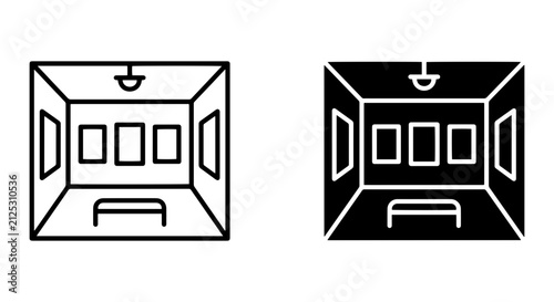 Art Gallery Interior Vector Icons, Museum Exhibition Space, Contemporary Art Display, Minimalist Design