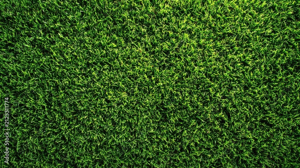 Fototapeta premium Close up top view of green artificial grass texture. Ideal for sports and background concepts.