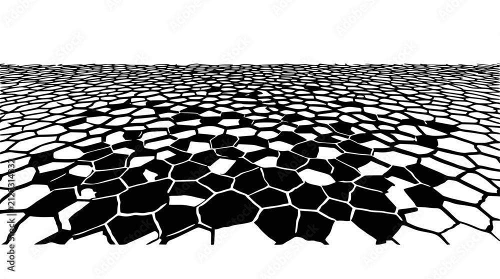 Fototapeta premium Abstract monochrome cracked ground texture with perspective view
