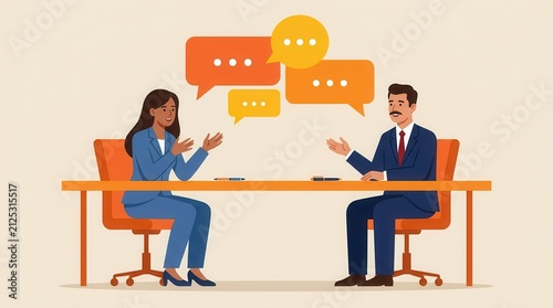 A conflict mediation concept showing a professional resolving a dispute through communication.