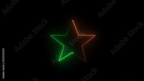 Neon Glowing Star Animated Loop on Black Background