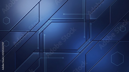 Blue panels arranged in a complex geometric layout incorporate subtle glowing lines to represent a modern data storage or computing environment.