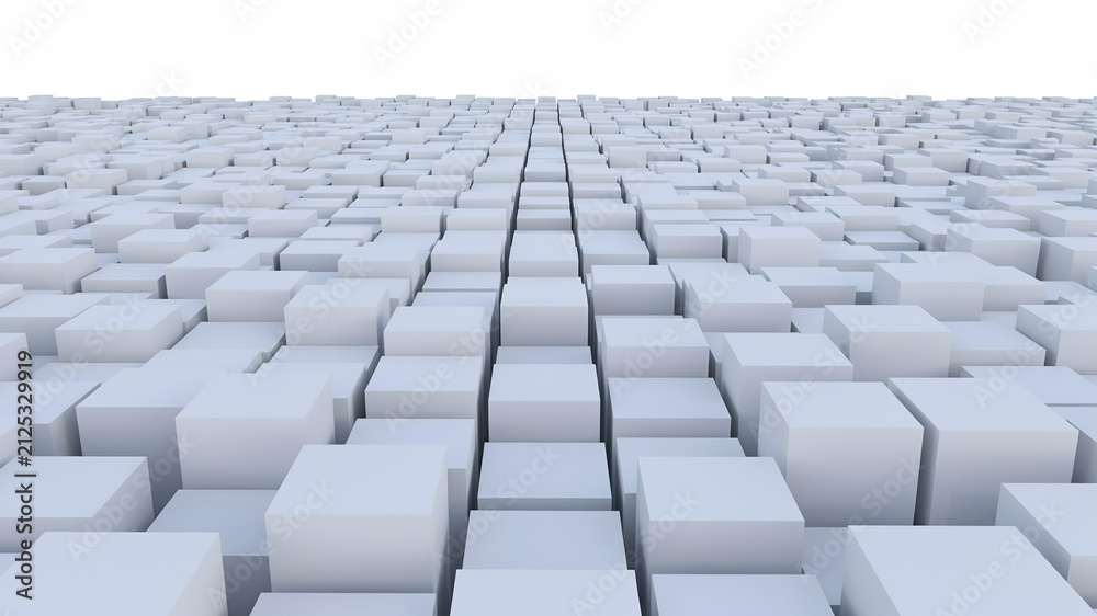 Obraz premium Endless White Cubes Arranged in a Grid Pattern Extending to the Horizon image photo