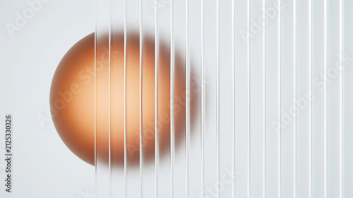 Orange Sphere Partially Obscured by Vertical White Stripes ball copper