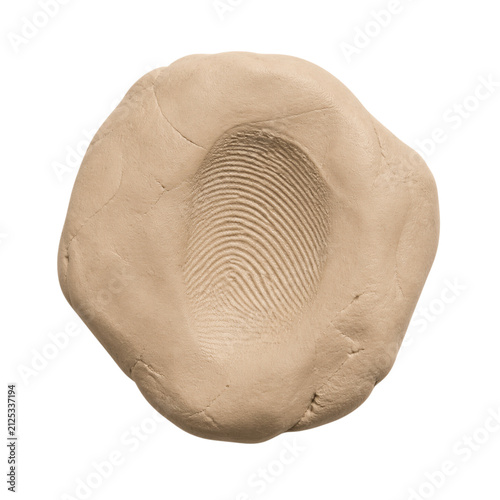 Tactile fingerprint impression in modeling clay isolated on transparent background PNG element