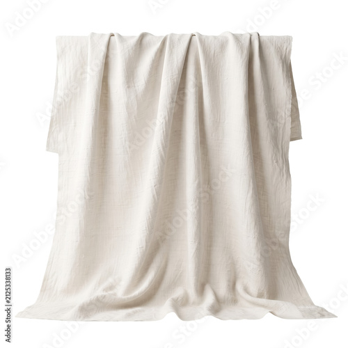 Obraz na płótnie Hanging white linen fabric drapery on transparent background