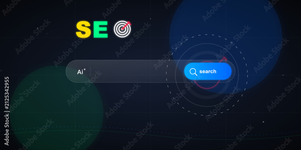 Naklejka premium Digital search interface with seo optimization graphic on transparent background