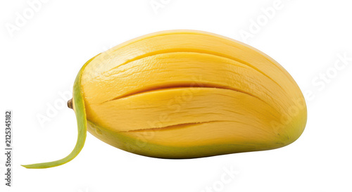 Ripe yellow mango fruit with sliced texture, fresh tropical mango for healthy snacks, organic sweet mango ingredient isolated PNG with Transparent Background