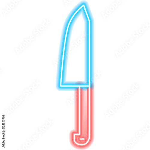 Chef Knife Cutlery Neon Sign. Glowing Icon. Illustration of Kitchen Utensil and Menu Object.