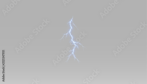Electric lightning strike with branching plasma and dramatic high voltage storm energy