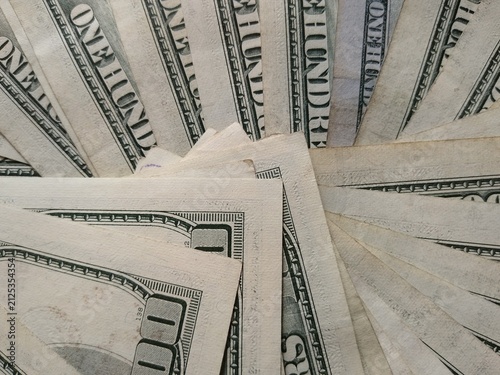 American Dollar Banknotes Arranged in a Circle of Fortune