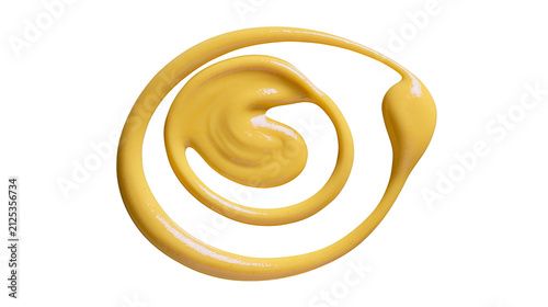 Bild auf Leinwand Yellow mustard swirl a smooth condiment, isolated on transparent background