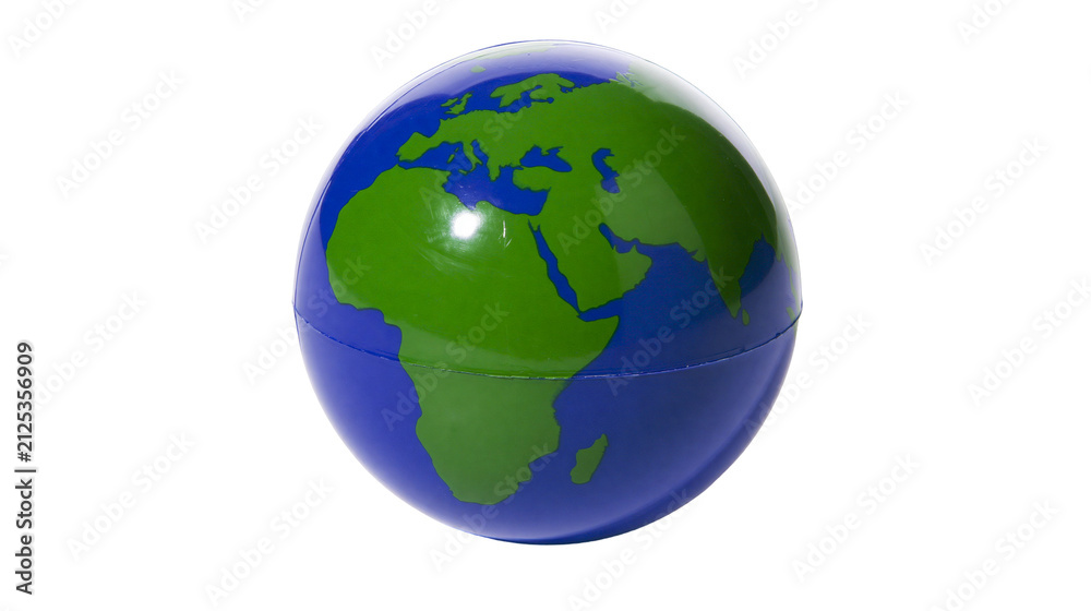 Fototapeta premium Blue and green planet Earth stress ball, isolated on transparent background