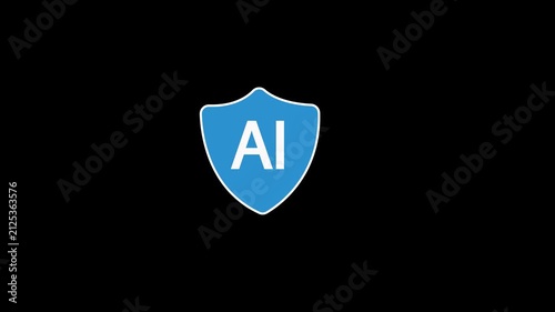 Artificial Intelligence Safety Shield Animated Icon for Compliance, Risk Assessment and Ethics. 