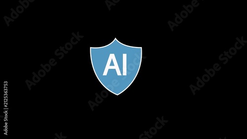 Artificial Intelligence Safety Shield Animated Icon for Compliance, Risk Assessment and Ethics. 