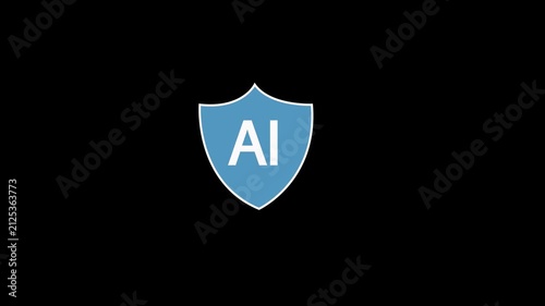Artificial Intelligence Safety Shield Animated Icon for Compliance, Risk Assessment and Ethics. 