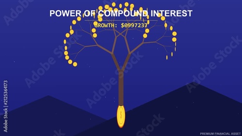Conceptual Animation of Money Tree Showing Exponential Financial Growth