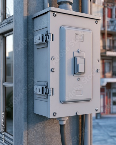 Outdoor Electrical Panel with Weatherproof Cover and Cable Exit