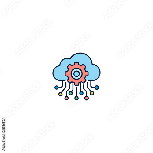 Cloud Computing Settings Icon, Cloud Technology Configuration, Network System Management Vector