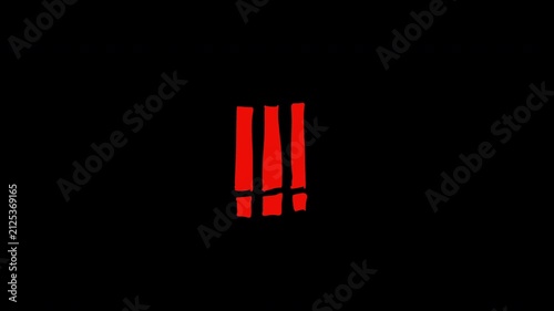 Three red hand-drawn exclamation marks on black background for urgent warning.
